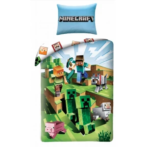 Pościel bawełniana 160x200 Minecraft Creative, zielona