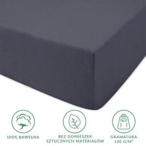 Prześcieradło jersey z gumką 120x200 kolor Antracyt
