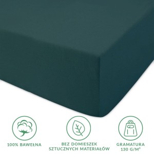 Prześcieradło jersey z gumką 140x200 kolor Zieleń Butelkowa