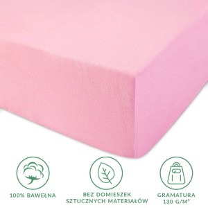 Prześcieradło jersey z gumką 140x200 kolor Jasny róż