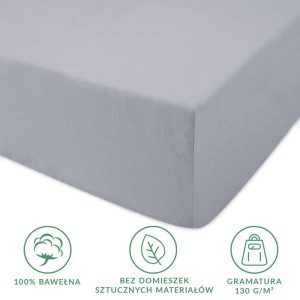 Prześcieradło jersey z gumką 140x200 kolor Popiel