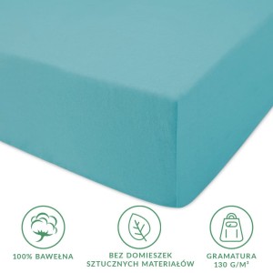 Prześcieradło jersey z gumką 180x200 kolor Turkus