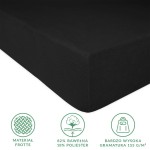 Prześcieradło frotte z gumką w kolorze czarnym, o wymiarach 200x220 cm. Wykonane z materiału frotte, 82% bawełna i 18% poliester. Wysoka gramatura 155 g/m², idealne do komfortowego użytkowania.