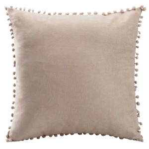 Poszewka dekoracyjna 45x45 ecru, z pomponami