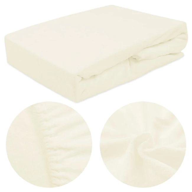  Kremowe klasyczne malutkie wygodne gładkie prześcieradło frotte 60x120 cm z gumką 
