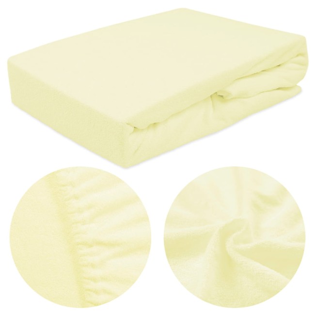  Kremowe klasyczne malutkie wygodne gładkie prześcieradło frotte 60x120 cm z gumką 
