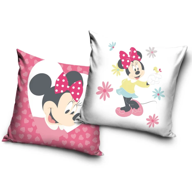  Słodka, miękka w dotyku, velvetowa poszewka w Myszkę Minnie i serduszka w kolorze różowym w rozmiarze 40x40 cm 