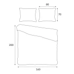 Pościel z kory 160x200 biała z dekoracyjnymi kolorowymi kwiatami, składająca się z poszewki na kołdrę i dwóch poszewek na poduszki. Produkt leży na płaskim tle, widoczne wymiary: kołdra 160x200 cm, poduszki 70x80 cm.