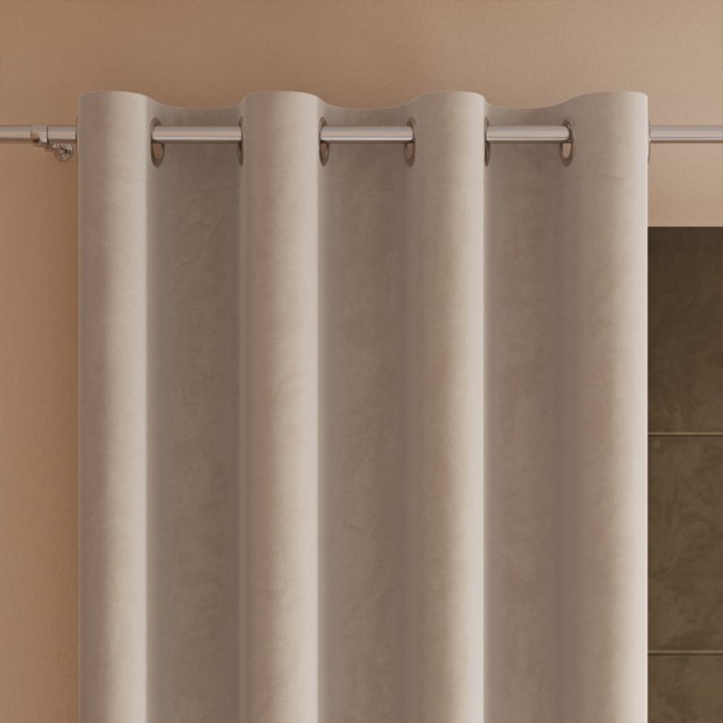  Welwetowa zasłona na przelotkach 140x260 cm, elegancka, z subtelnym połyskiem, w kolorze ciemno kremowym 