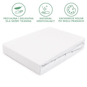 Prześcieradło jersey z gumką 120x200 kolor biały PREMIUM