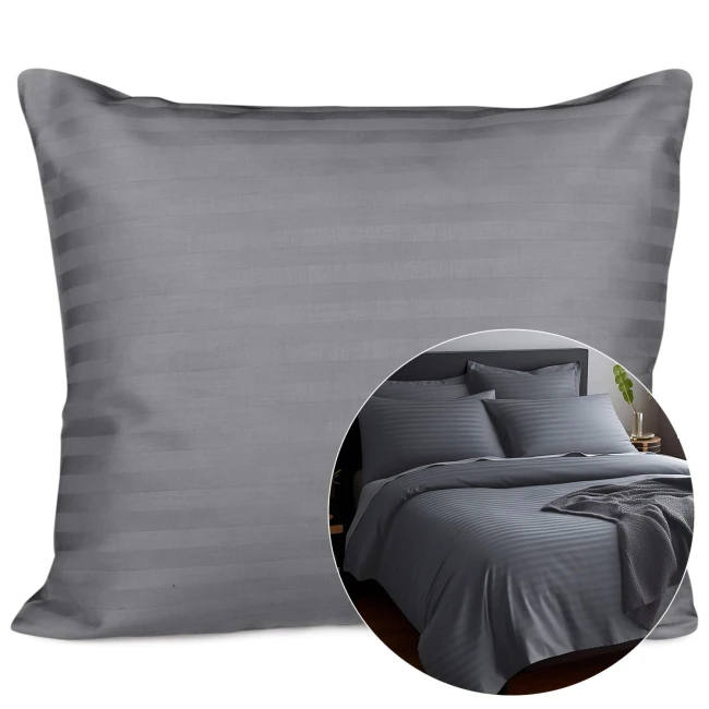  Elegancka szara satynowa poszewka bawełniana 50x60 cm 