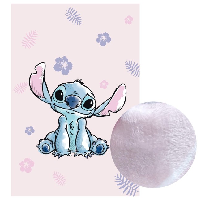  Miękki ciepły puszysty różowy kocyk 100x150 cm Lilo i Stitch 