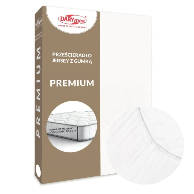  Grube wytrzymałe miękkie bawełniane prześcieradło jersey premium 90x200 w białym kolorze 
