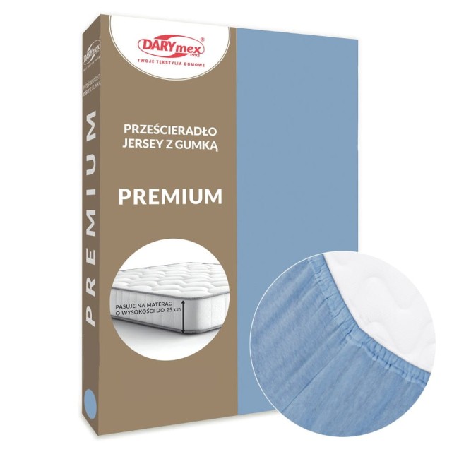  Grube wytrzymałe miękkie bawełniane prześcieradło jersey premium 200x220 w niebieskim kolorze 