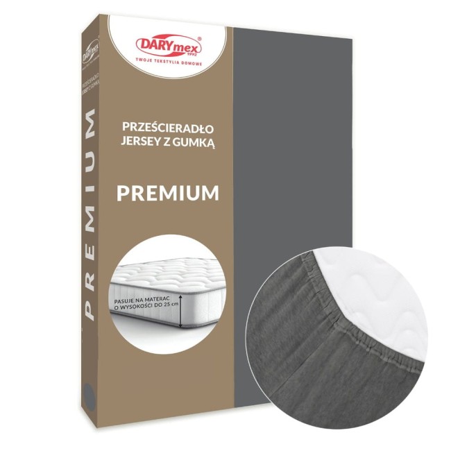  Grube wytrzymałe miękkie bawełniane prześcieradło jersey premium 90x200 w szarym kolorze 