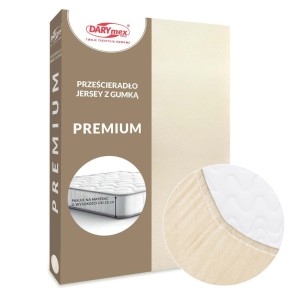 Prześcieradło jersey z gumką 160x200 kolor jasny beż PREMIUM
