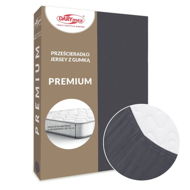  Grube wytrzymałe miękkie bawełniane prześcieradło jersey premium 180x200 w kolorze ciemno szarym 