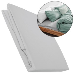 Prześcieradło flanelowe z gumką 160x200 kolor jasno szary 160g/m2