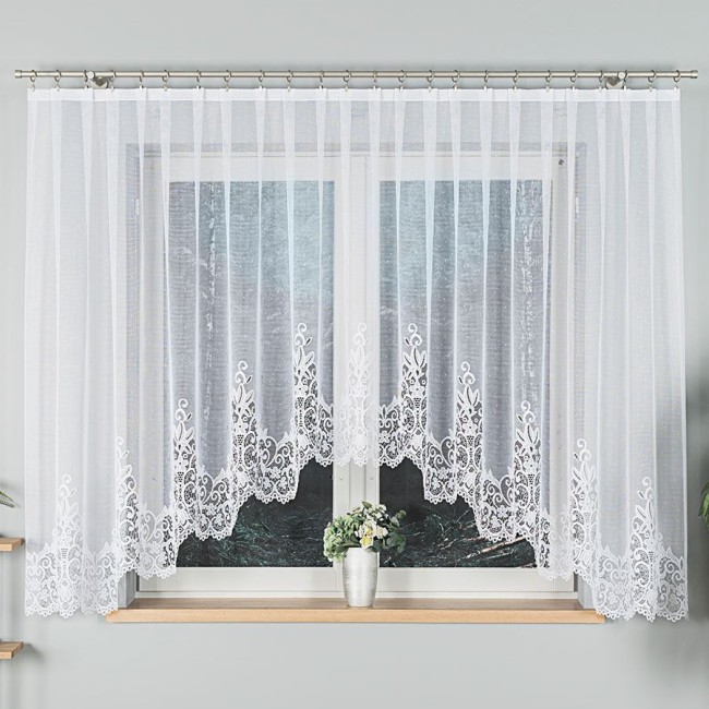  Wzorzysta, dekoracyjna firanka gotowa do powieszenia w rozmiarze 400x160 cm 
