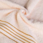 Komplet ręczników z bawełny w eco pudełku krem i szary z bordiurą w złote paski 500 g/m2 TIWANO 6 kpl.