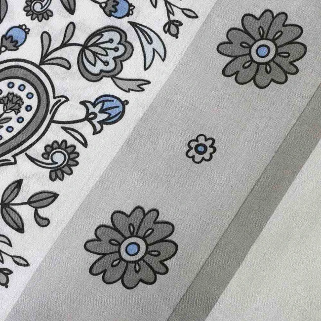 Pościel bawełniana 140x200 Paisley Calm szara i niebieska, Cottonlove