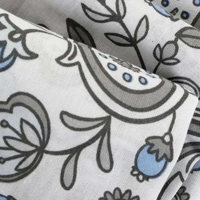 Pościel bawełniana 160x200 Paisley Calm szara i niebieska, Cottonlove