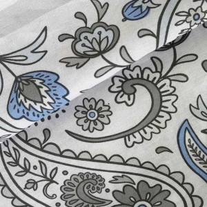 Pościel bawełniana 180x200 Paisley Calm szara i niebieska, Cottonlove