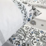 Pościel bawełniana 220x200 Paisley Calm szara i niebieska, Cottonlove