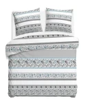 Pościel bawełniana 220x200 Paisley Calm szara i niebieska, Cottonlove