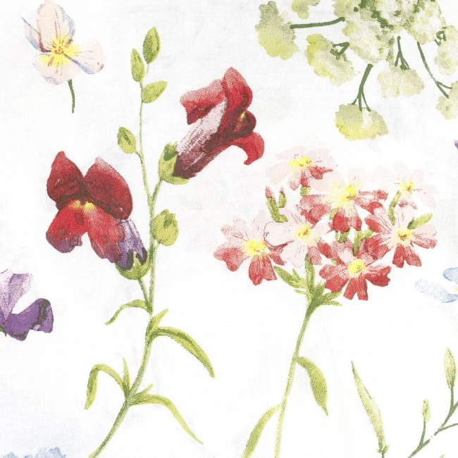 Pościel bawełniana 160x200 Wild Meadow biała w kolorowe kwiaty, Cottonlove