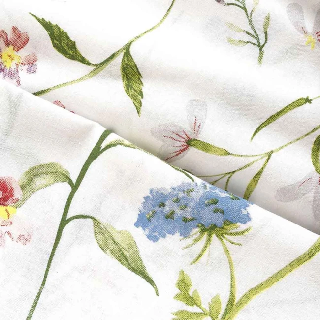 Pościel bawełniana 180x200 Wild Meadow biała w kolorowe kwiaty, Cottonlove