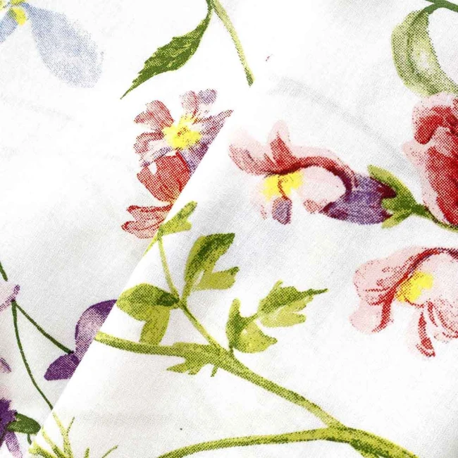 Pościel bawełniana 180x200 Wild Meadow biała w kolorowe kwiaty, Cottonlove