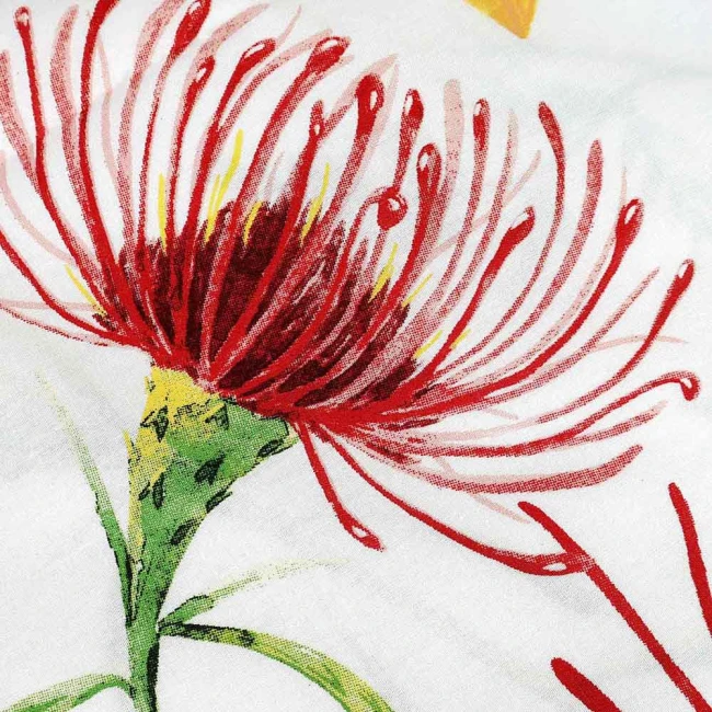 Pościel bawełniana 220x200 Sunny Bloom biała w kolorowe letnie kwiaty, Cottonlove