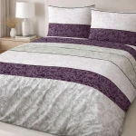 Pościel bawełniana 140x200 Royal Harmony w ornament, fioletowa i szara, Cottonlove