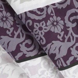 Pościel bawełniana 140x200 Royal Harmony w ornament, fioletowa i szara, Cottonlove