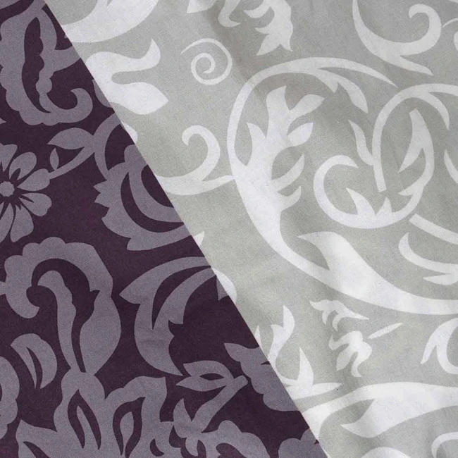 Pościel bawełniana 160x200 Royal Harmony w ornament, fioletowa i szara, Cottonlove