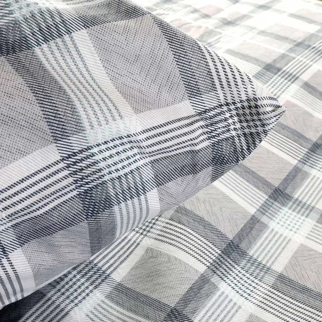 Poszewka dekoracyjna bawełniana 40x40 Grid szara klasyczna krata, Cottonlove