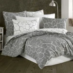 Pościel bawełniana 200x220 Mercer Grey szara i biała w dekoracyjny wzór, Cottonlove Exclusive
