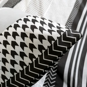 Pościel bawełniana 160x200 Zigo Grey szara i biała w czarny ornament, Cottonlove Exclusive
