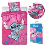 Pościel bawełniana dla dzieci 100x135 Lilo & Stitch, różowa, dla dziewczynki