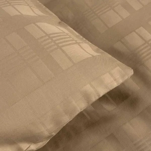 Pościel satyna bawełniana 140x200 Exclusive Marsela Light Brown, brązowa w kratkę