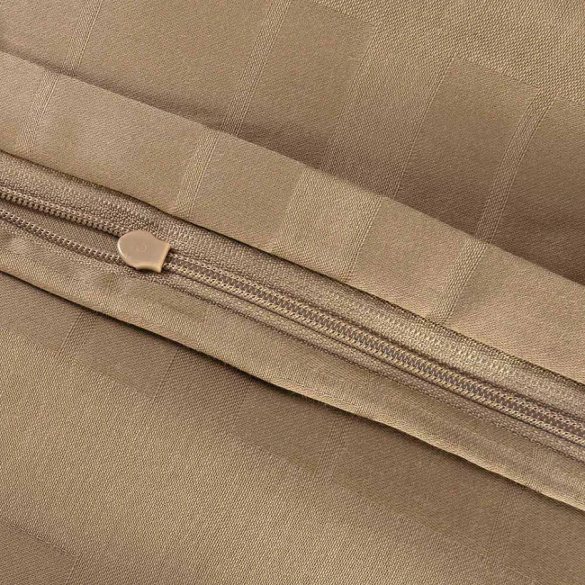 Pościel satyna bawełniana 180x200 Exclusive Marsela Light Brown, brązowa w kratkę