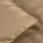 Pościel satyna bawełniana 220x200 Exclusive Marsela Light Brown, brązowa w kratkę