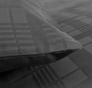 Pościel satyna bawełniana 220x200 Exclusive Marsela Anthracite, ciemno szara w kratkę
