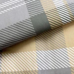 Pościel satyna bawełniana 180x200 Marlow beżowa i szara w kratę, Satynlove