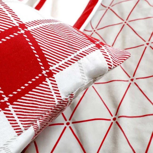 Pościel flanelowa 140x200 Skandia Red, czerwona w białą kratę, Flanelove