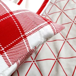 Pościel flanelowa 220x200 Skandia Red, czerwona w białą kratę, Flanelove