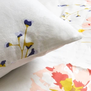 Pościel flanelowa 160x200 Bellis Grey, szara w kolorowe kwiaty, Flanelove