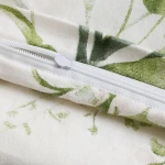 Pościel flanelowa 220x200 Selena Green, kremowa w zielone liście i kwiaty, Flanelove