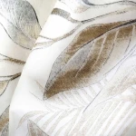 Pościel satyna bawełniana 220x200 Siena biała w brązowe i szare liście, Satynlove